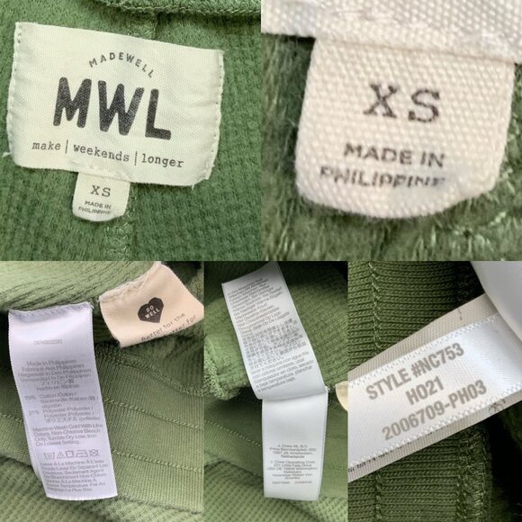 Madewell MWL Textured Waffle Straight Sweatpants XS Faded Palm Green High Rise - Picture 5 of 12